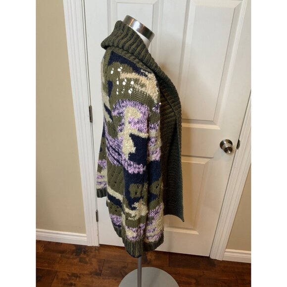 Sleeping On Snow Anthropologie Green Purple White Cardigan, Size S - Picture 2 of 5